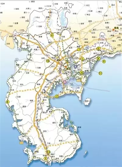 规划中的广东滨海公路湛江段线路图(绿色虚线.图/湛江日报
