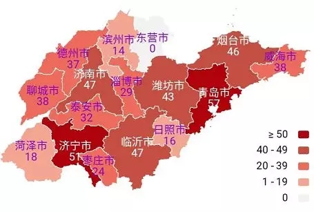 山东16市新冠肺炎疫情图(截至2月16日12时)